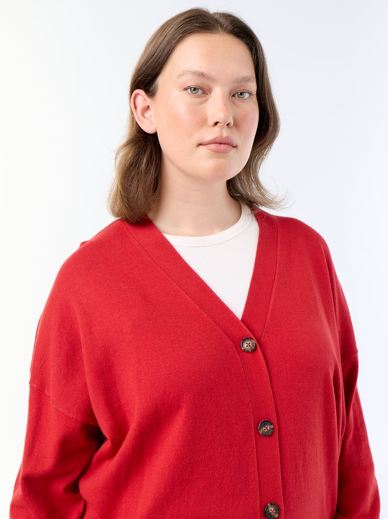 Vest van dun tricot met knoopsluiting Rood - Kiabi