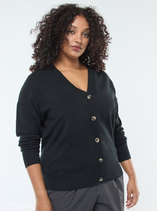Vest van dun tricot met knoopsluiting