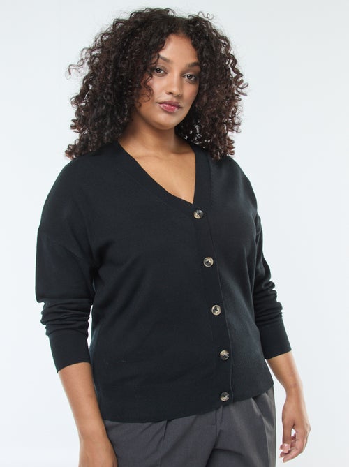 Vest van dun tricot met knoopsluiting - Kiabi