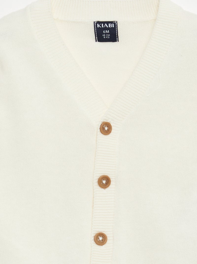 Vest van dun tricot met V-hals Wit - Kiabi