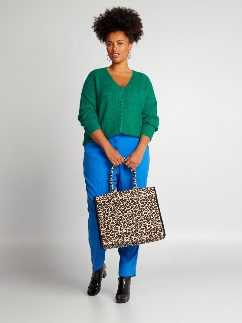 Vest van gevlochten tricot GROEN - Kiabi