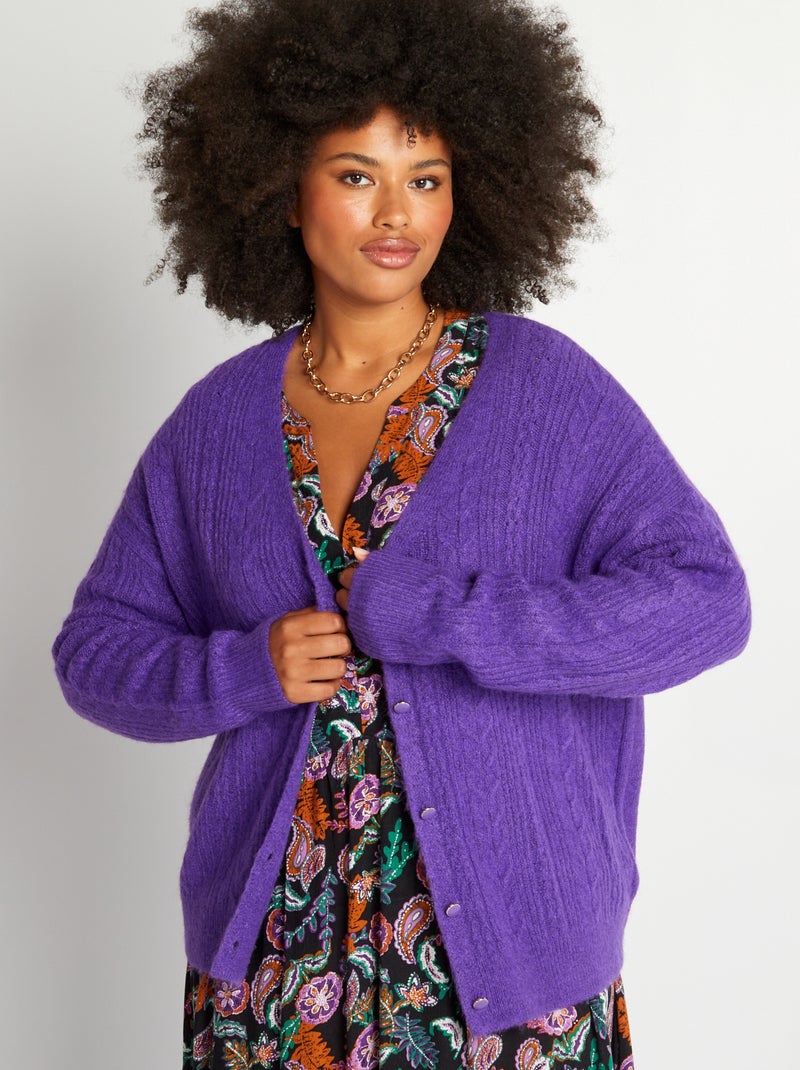 Vest van gevlochten tricot PAARS - Kiabi