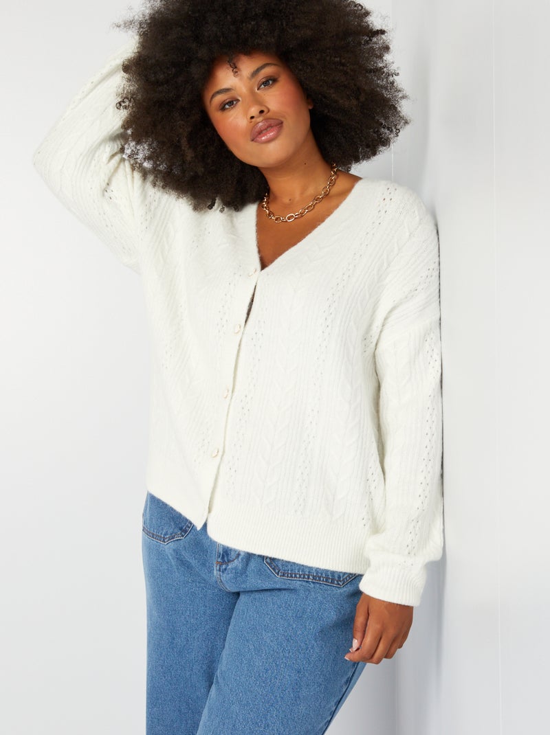 Vest van gevlochten tricot WIT - Kiabi