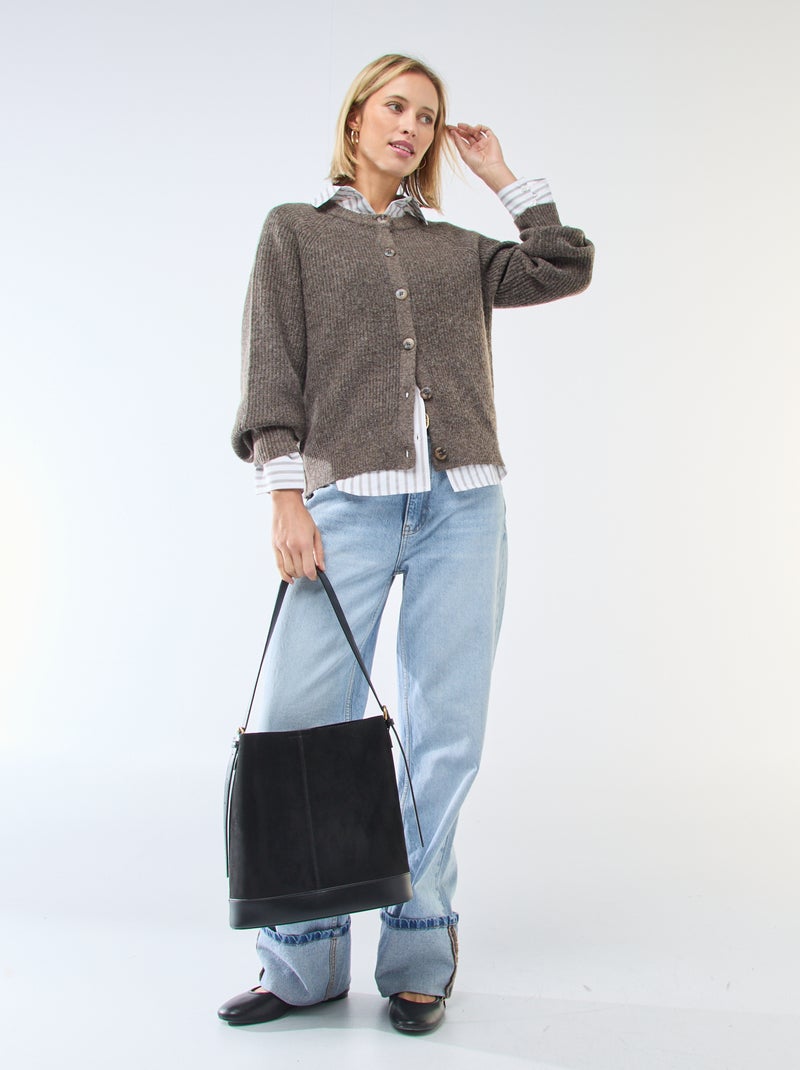 Vest van grof gebreid tricot Bruin - Kiabi