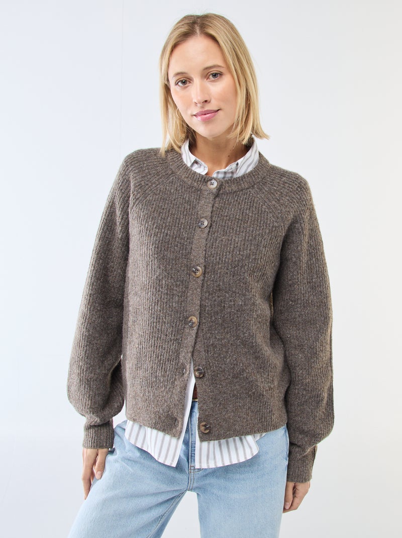 Vest van grof gebreid tricot Bruin - Kiabi