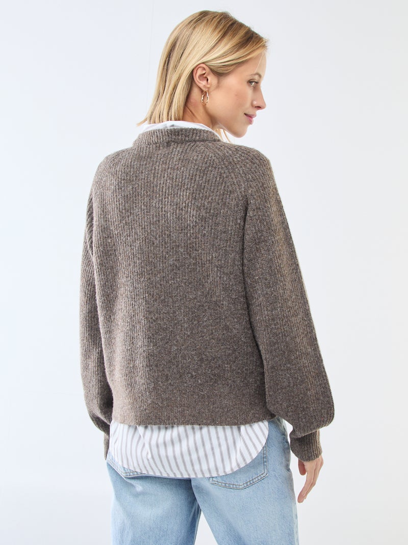 Vest van grof gebreid tricot Bruin - Kiabi