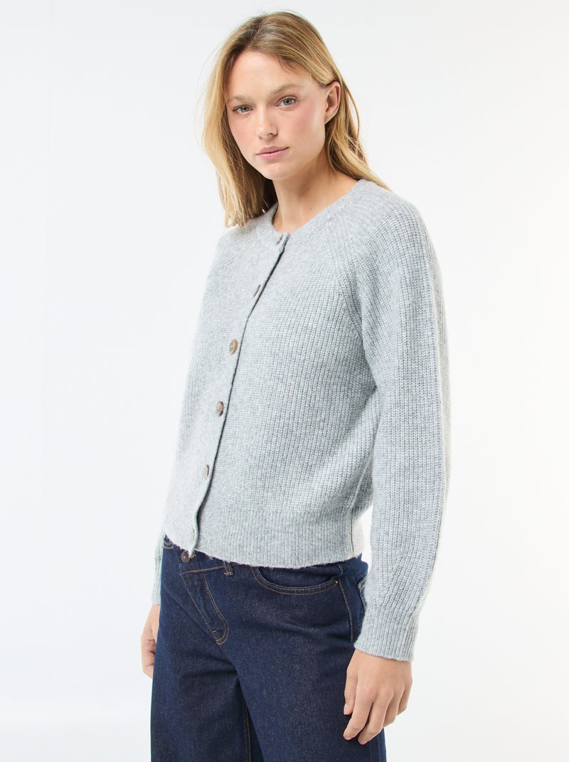 Vest van grof gebreid tricot Grijs - Kiabi