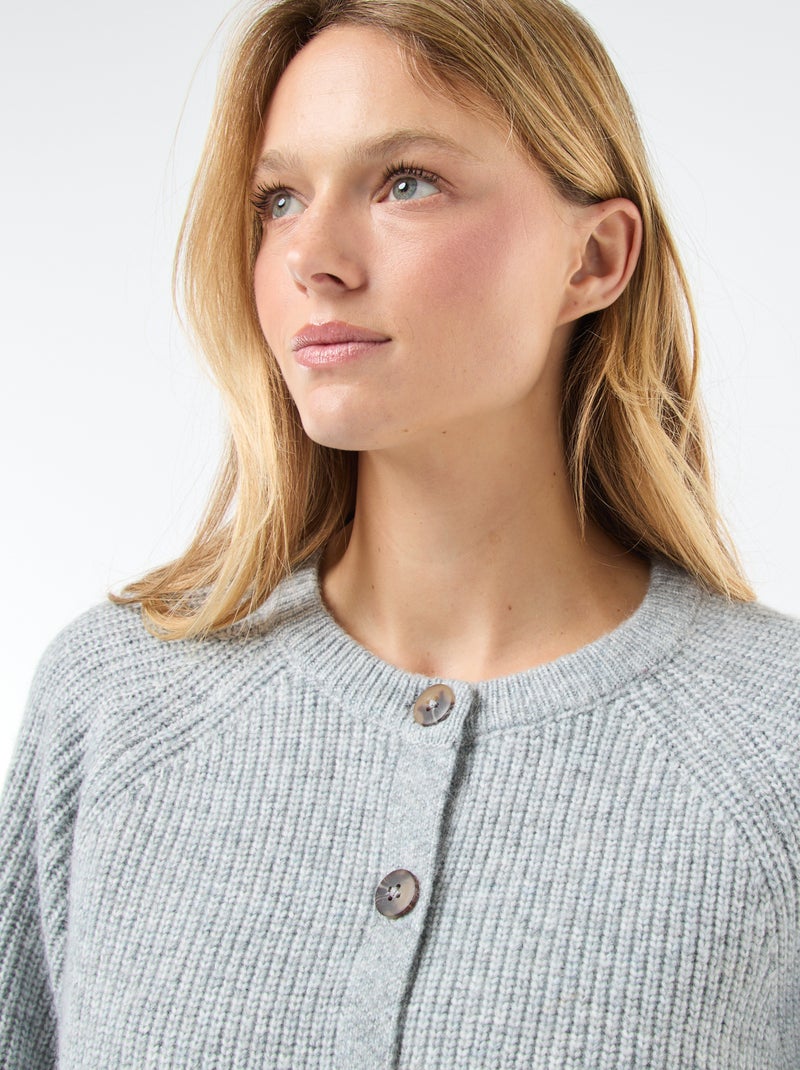 Vest van grof gebreid tricot Grijs - Kiabi