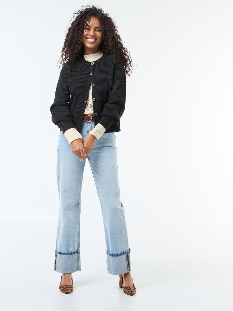 Vest van grof gebreid tricot zwart - Kiabi