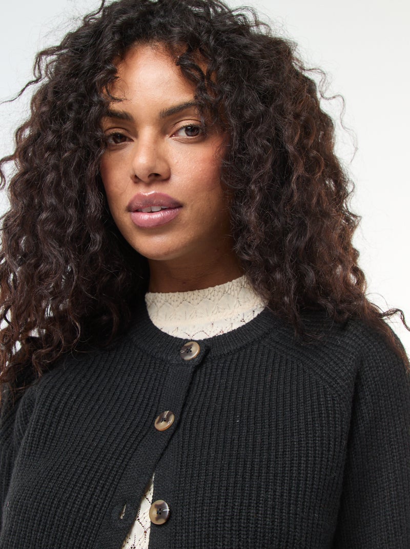 Vest van grof gebreid tricot zwart - Kiabi