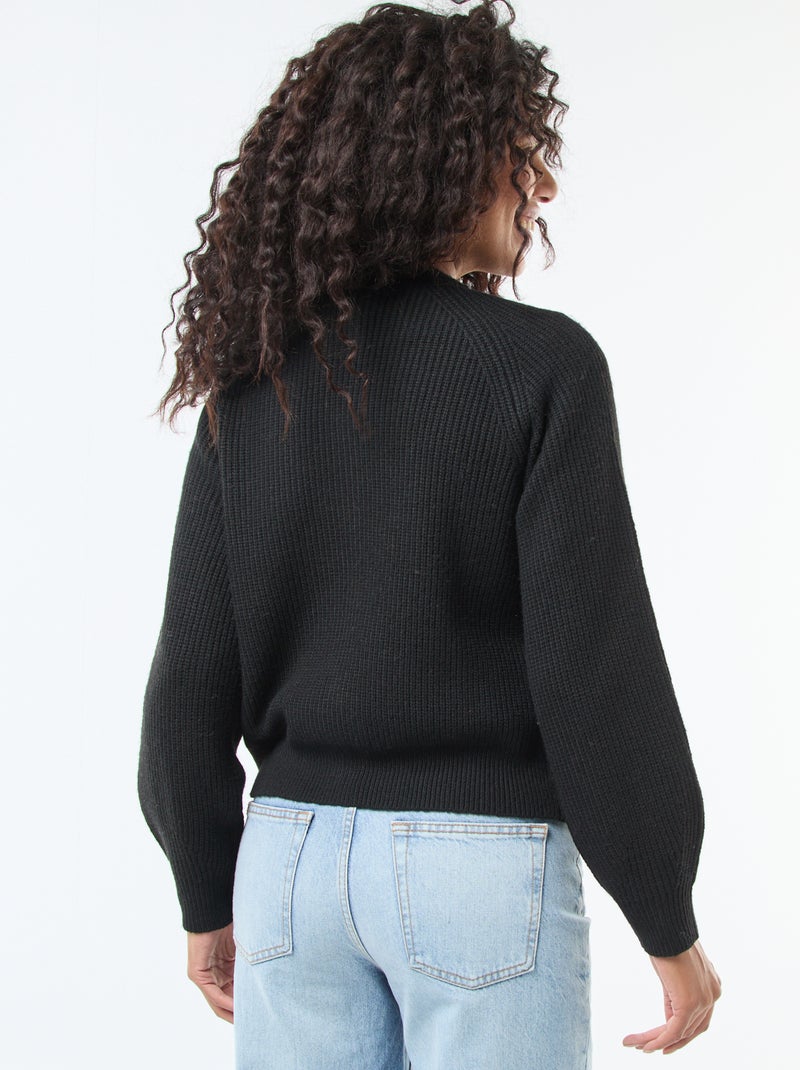 Vest van grof gebreid tricot zwart - Kiabi