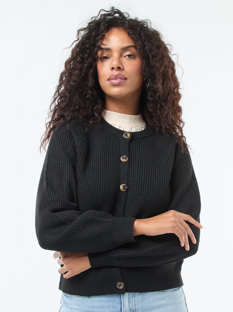 Vest van grof gebreid tricot zwart - Kiabi