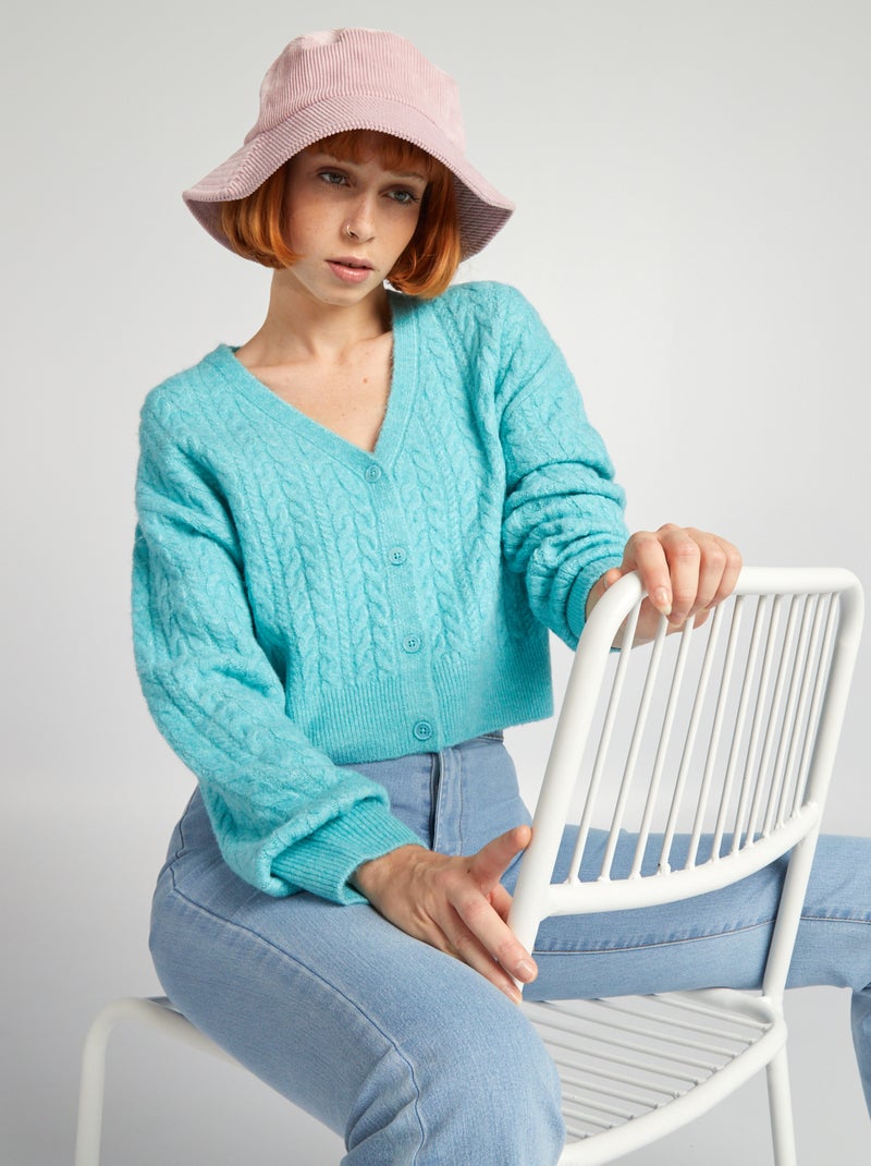 Vest van kabeltricot BLAUW - Kiabi