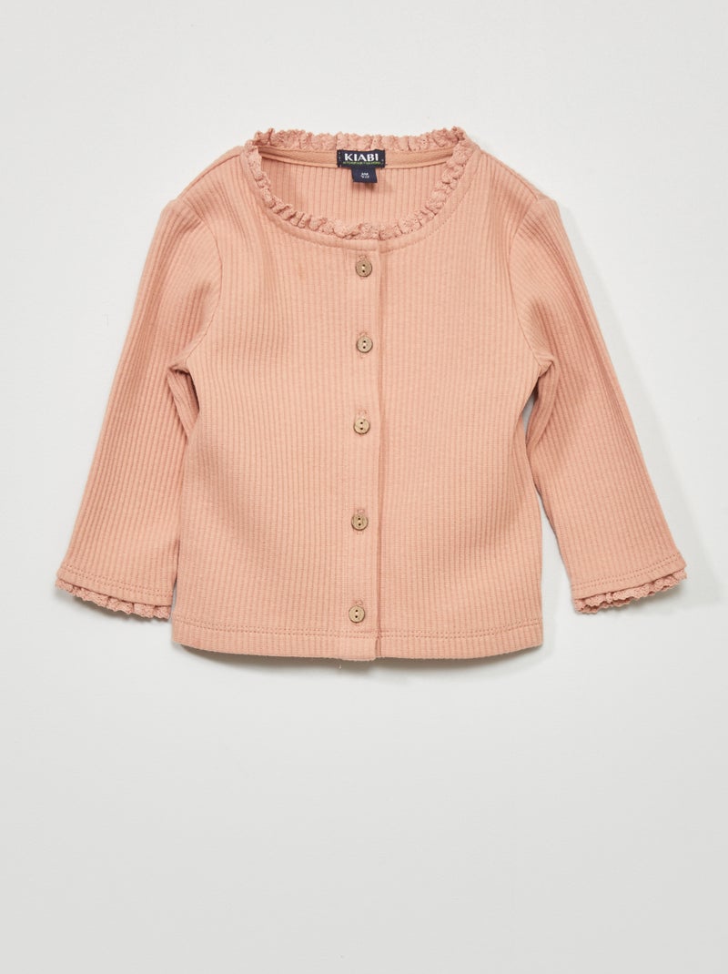 Vest van ribstof met kant ROSE - Kiabi
