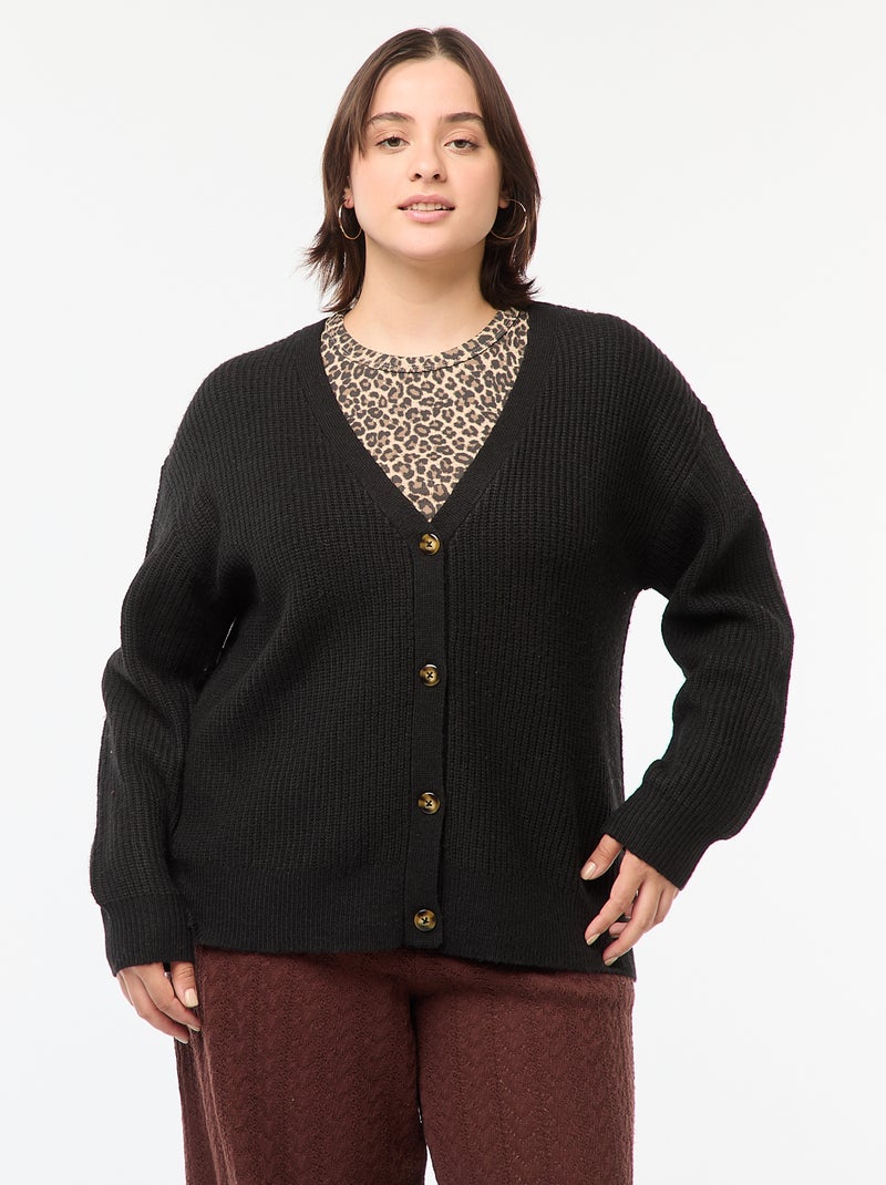 Vest van ribtricot zwart - Kiabi