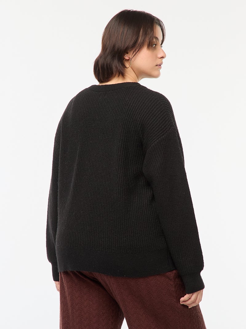 Vest van ribtricot zwart - Kiabi