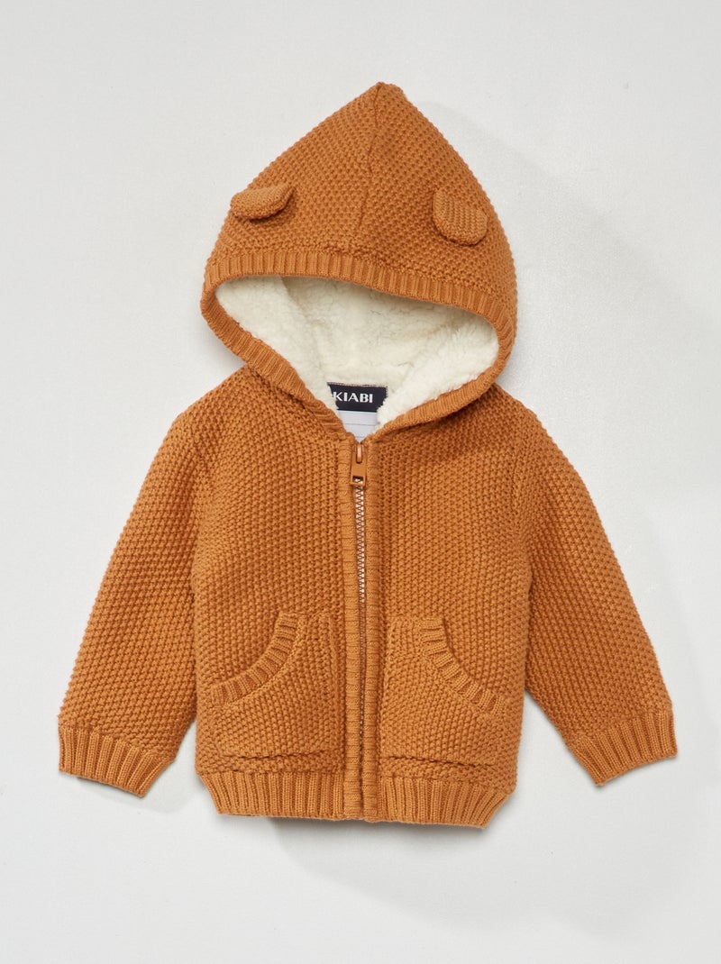 Vest van tricot met capuchon BRUIN - Kiabi