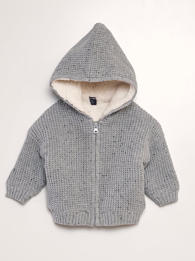 Vest van tricot met capuchon GRIJS - Kiabi