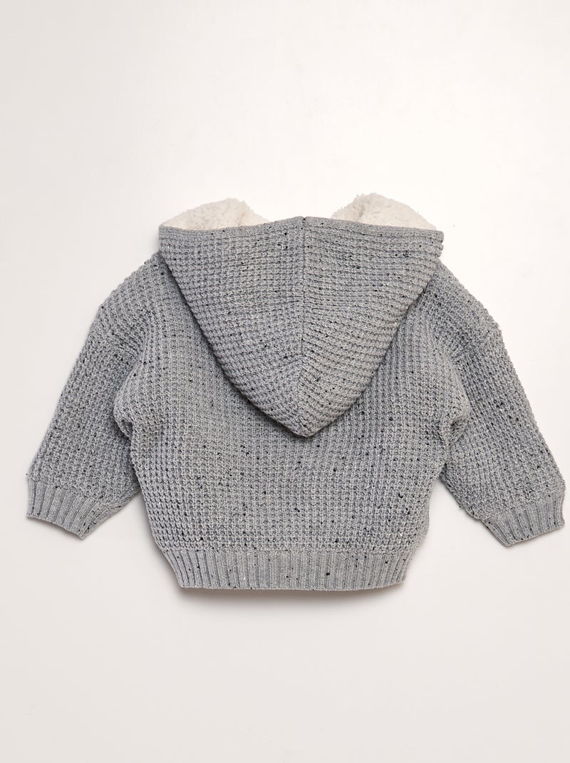 Vest van tricot met capuchon GRIJS - Kiabi