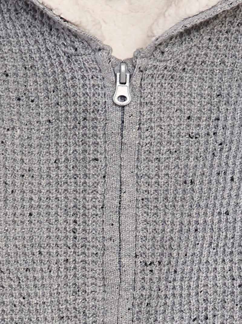 Vest van tricot met capuchon GRIJS - Kiabi