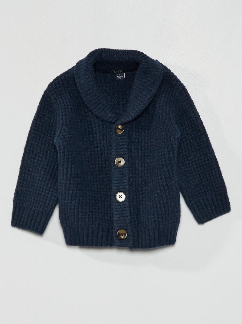 Vest van tricot met sjaalkraag BLAUW - Kiabi