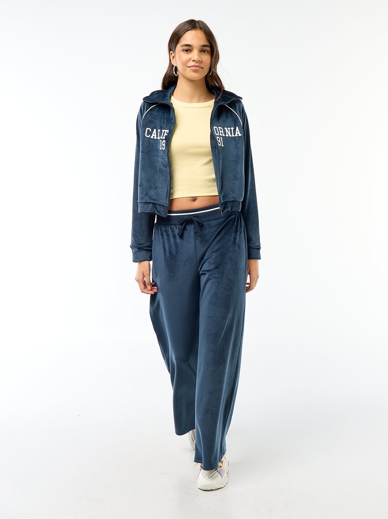 Vest van velours met opstaande kraag Blauw - Kiabi