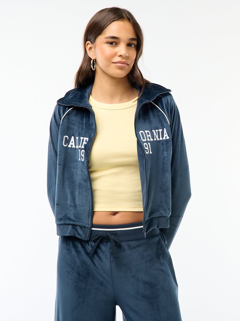 Vest van velours met opstaande kraag Blauw - Kiabi