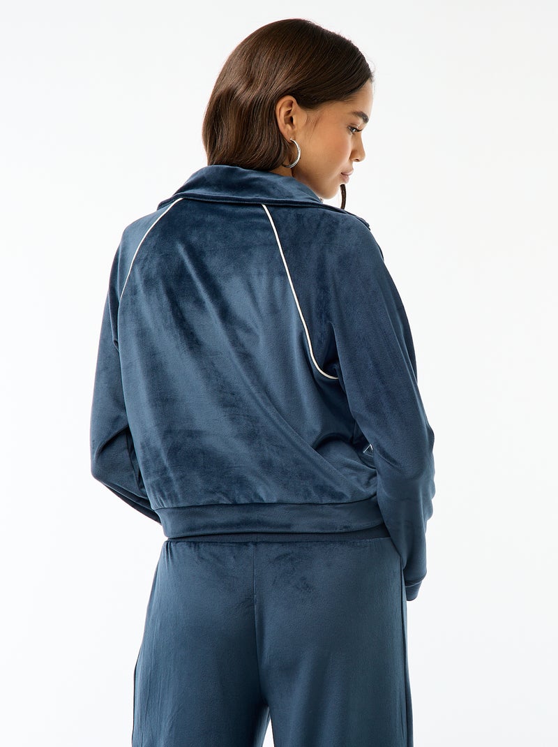 Vest van velours met opstaande kraag Blauw - Kiabi