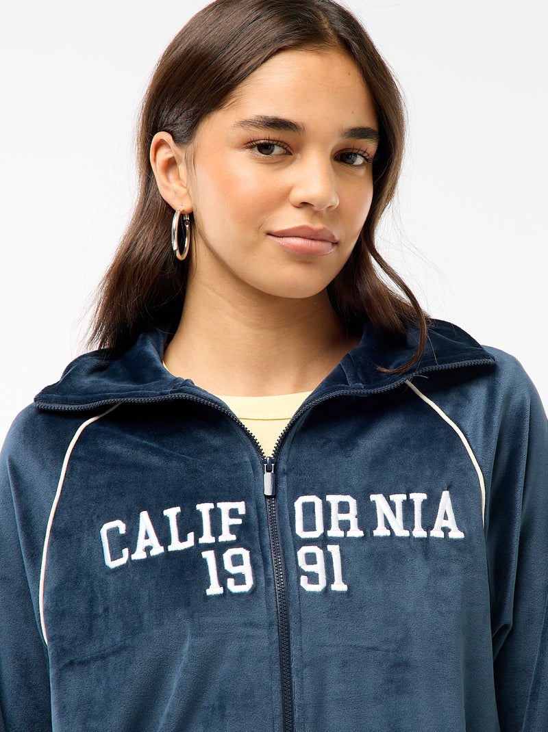 Vest van velours met opstaande kraag Blauw - Kiabi