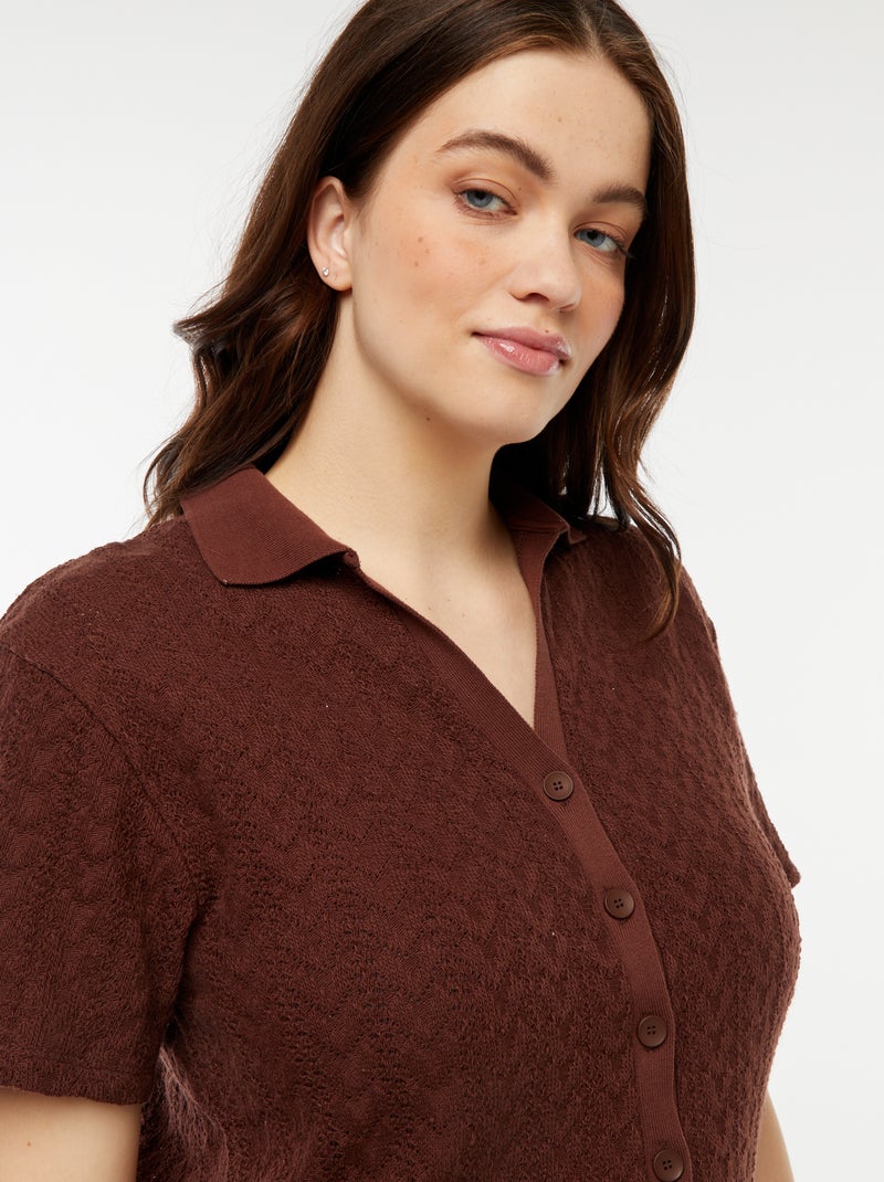 Vestachtig T-shirt van haakwerk Bruin - Kiabi