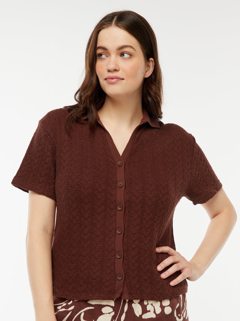 Vestachtig T-shirt van haakwerk Bruin - Kiabi