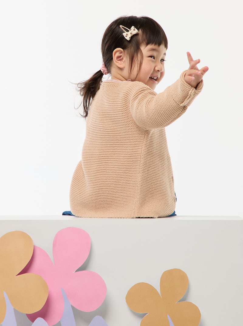 Vestje in eenvoudige ribbelsteek Biege - Kiabi