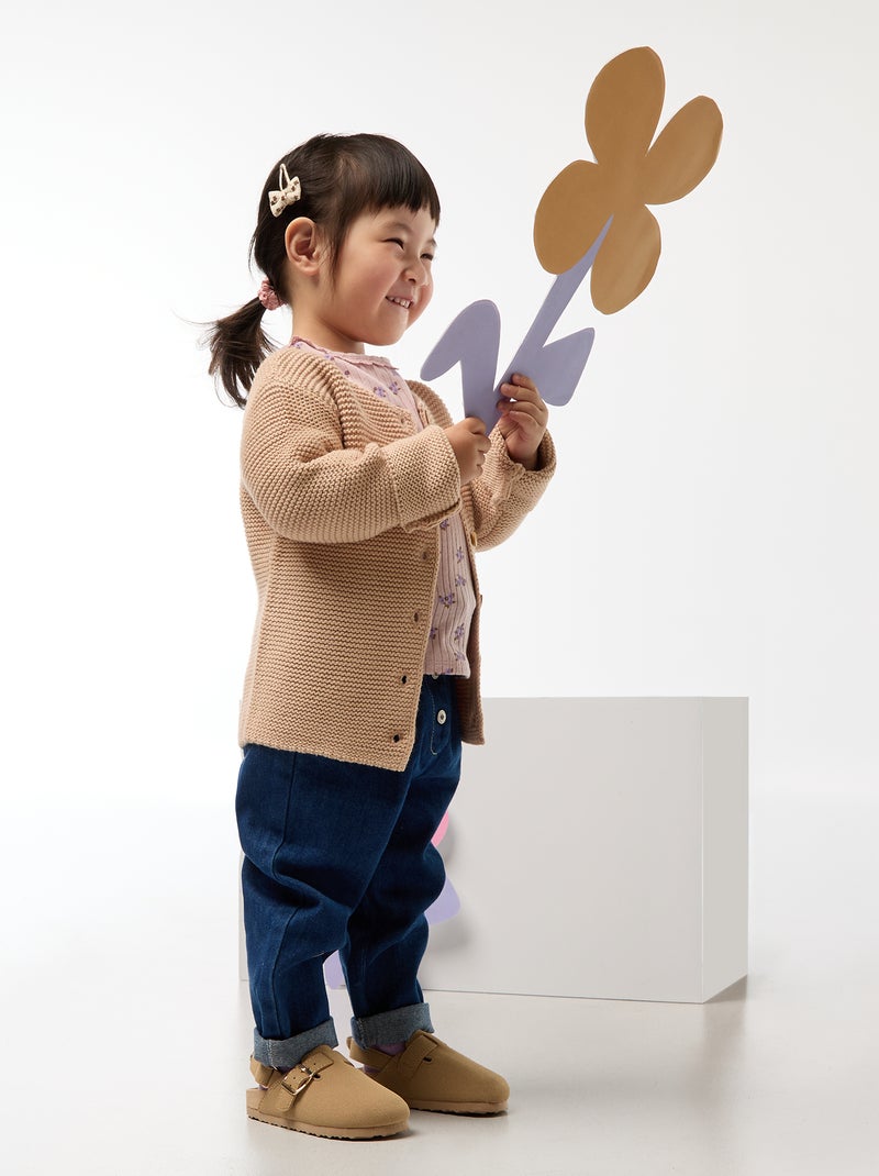 Vestje in eenvoudige ribbelsteek Biege - Kiabi