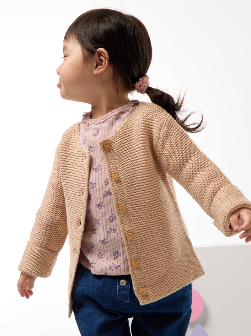 Vestje in eenvoudige ribbelsteek Biege - Kiabi