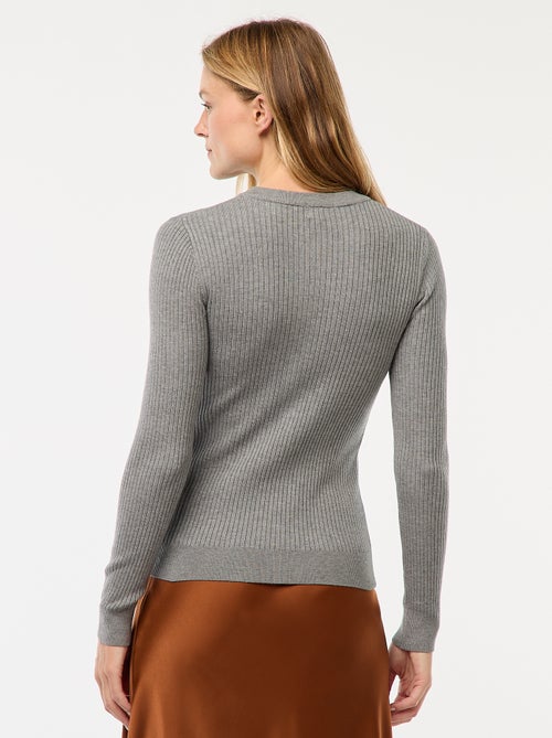 Vestje met lange mouw en ribbelpatroon - Kiabi