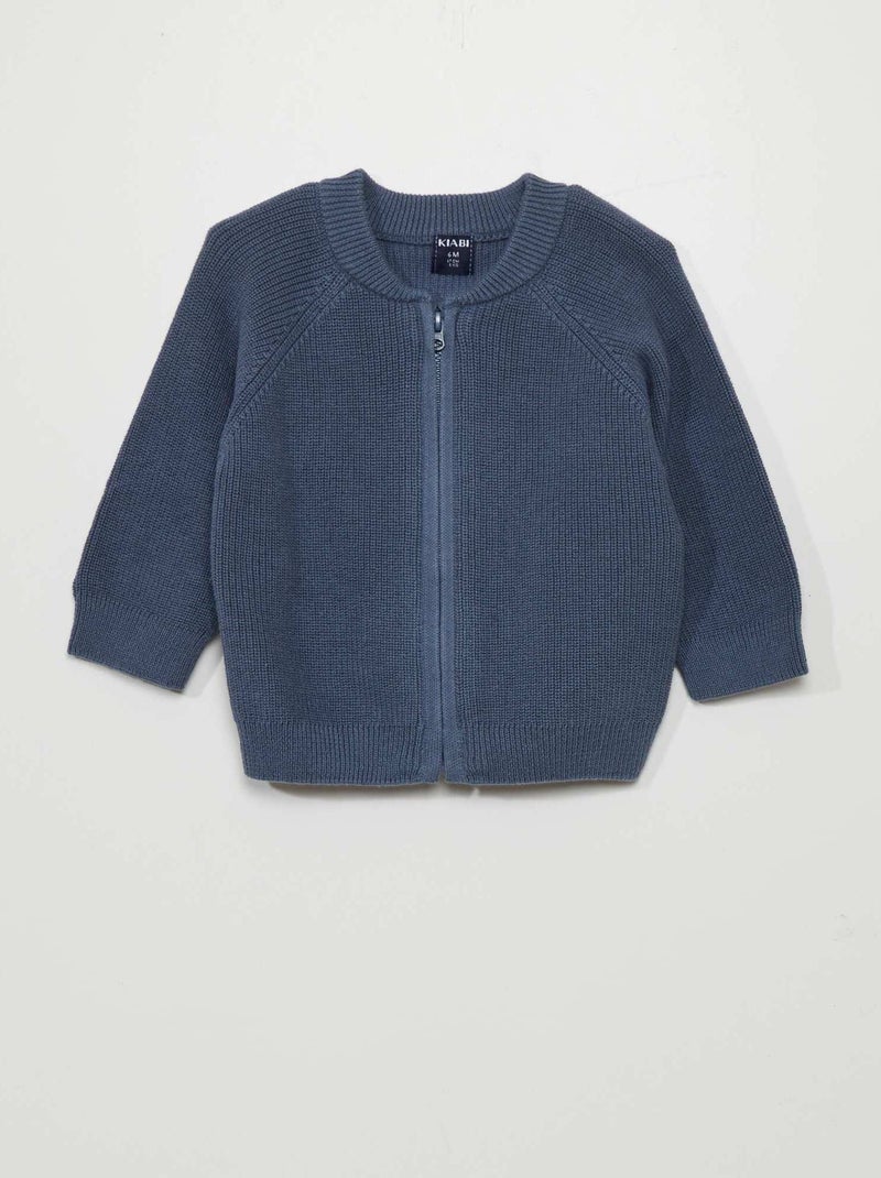 Vestje met ribbelpatroon en rits BLAUW - Kiabi