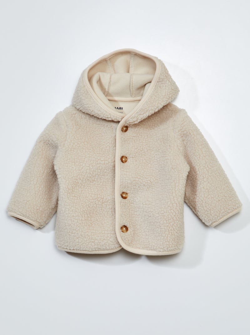 Vestje met schapenvacht effect met capuchon WIT - Kiabi