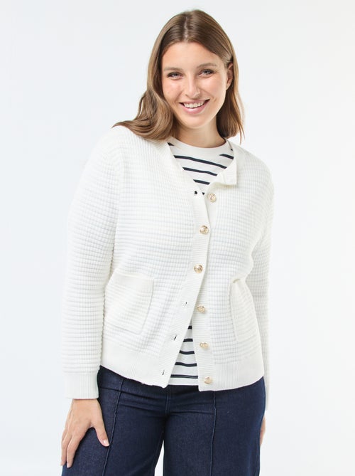 Vestje met wafeltextuur en goudkleurige knopen - Kiabi