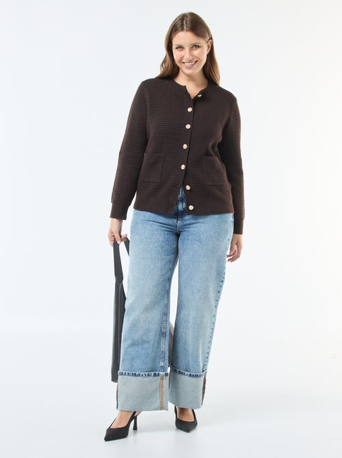 Vestje met wafeltextuur en goudkleurige knopen - Kiabi