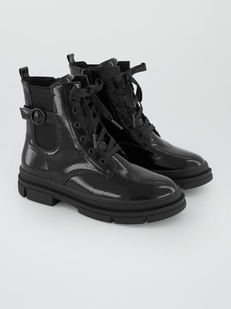 Veterboots met profielzool zwart - Kiabi