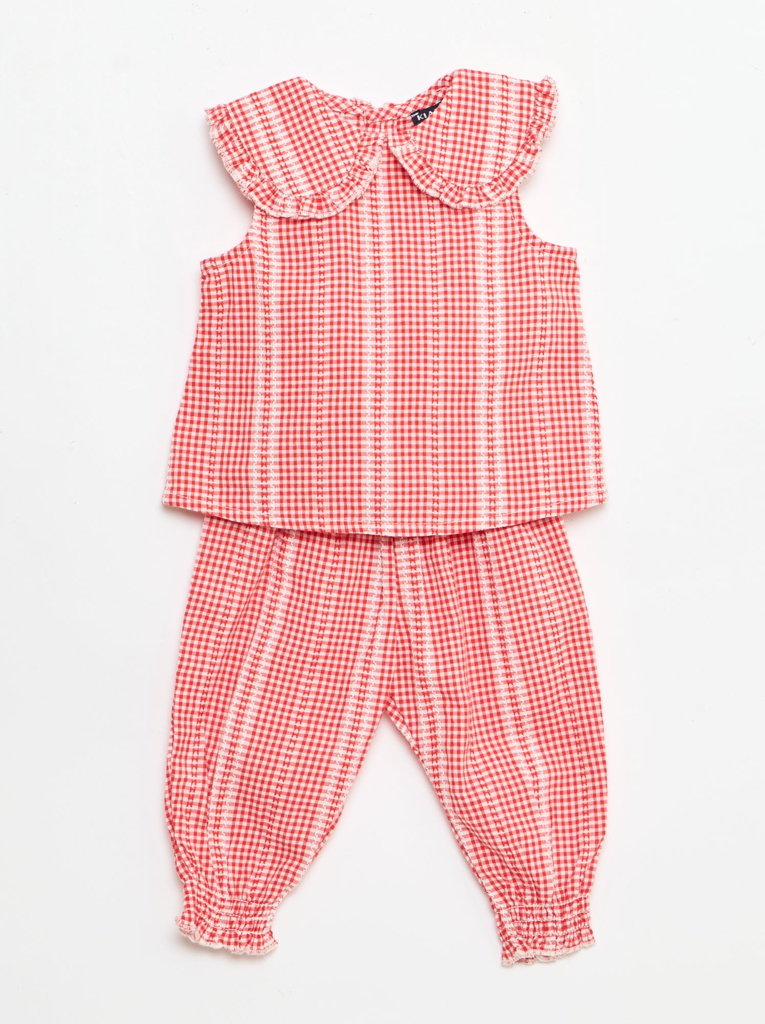 Vichy 2-delige set: blouse en broek