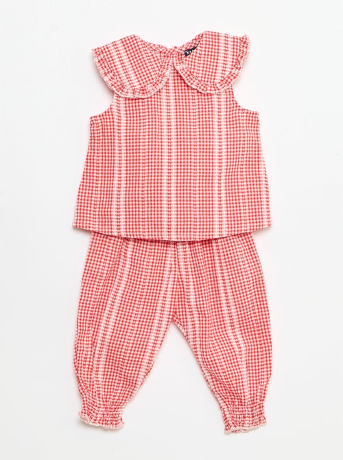 Vichy 2-delige set: blouse en broek - Kiabi