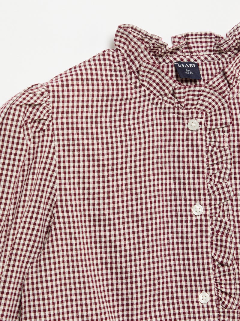 Vichy blouse met ruches Rood - Kiabi
