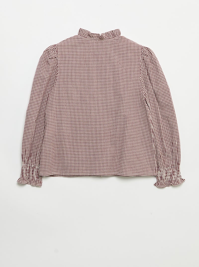 Vichy blouse met ruches Rood - Kiabi