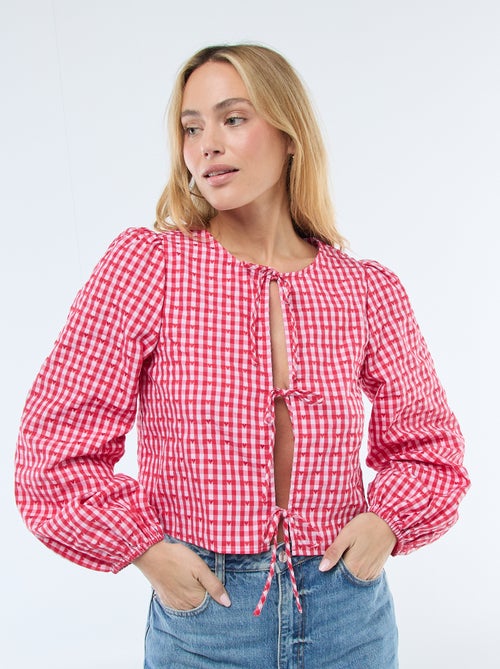 Vichyblouse met knoopjes - Kiabi