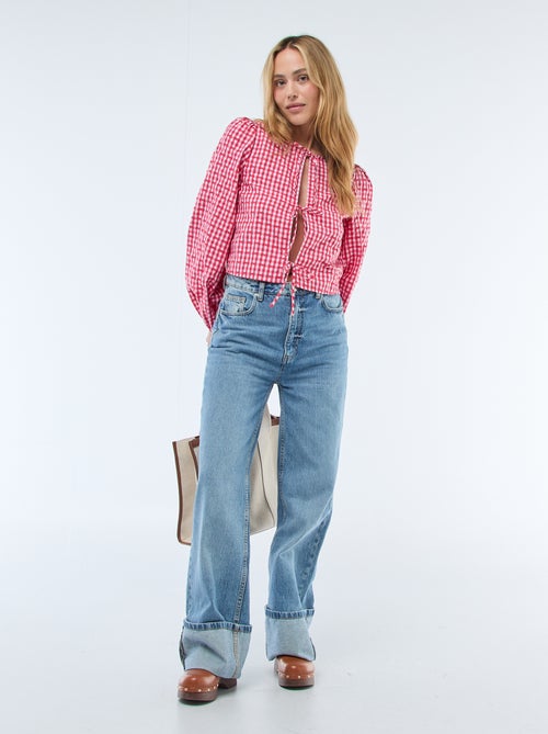 Vichyblouse met knoopjes - Kiabi