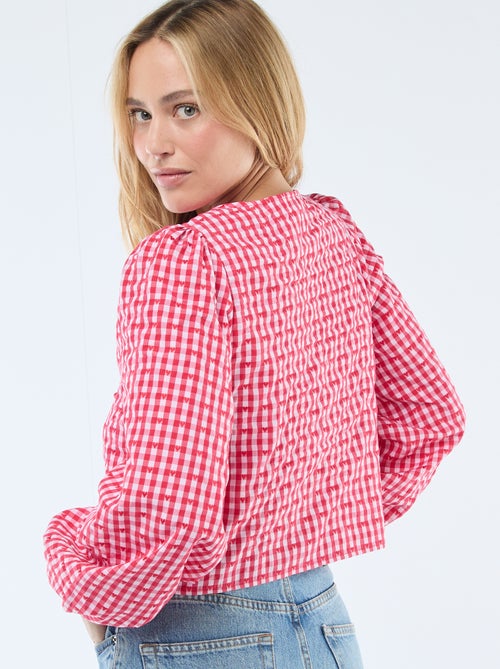 Vichyblouse met knoopjes - Kiabi