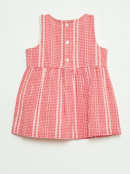 Vichyjurk van katoenen gaas - Kiabi