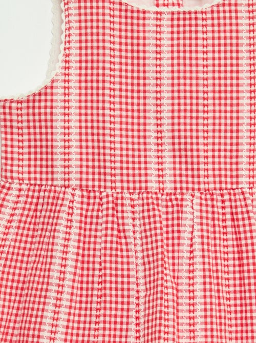 Vichyjurk van katoenen gaas - Kiabi