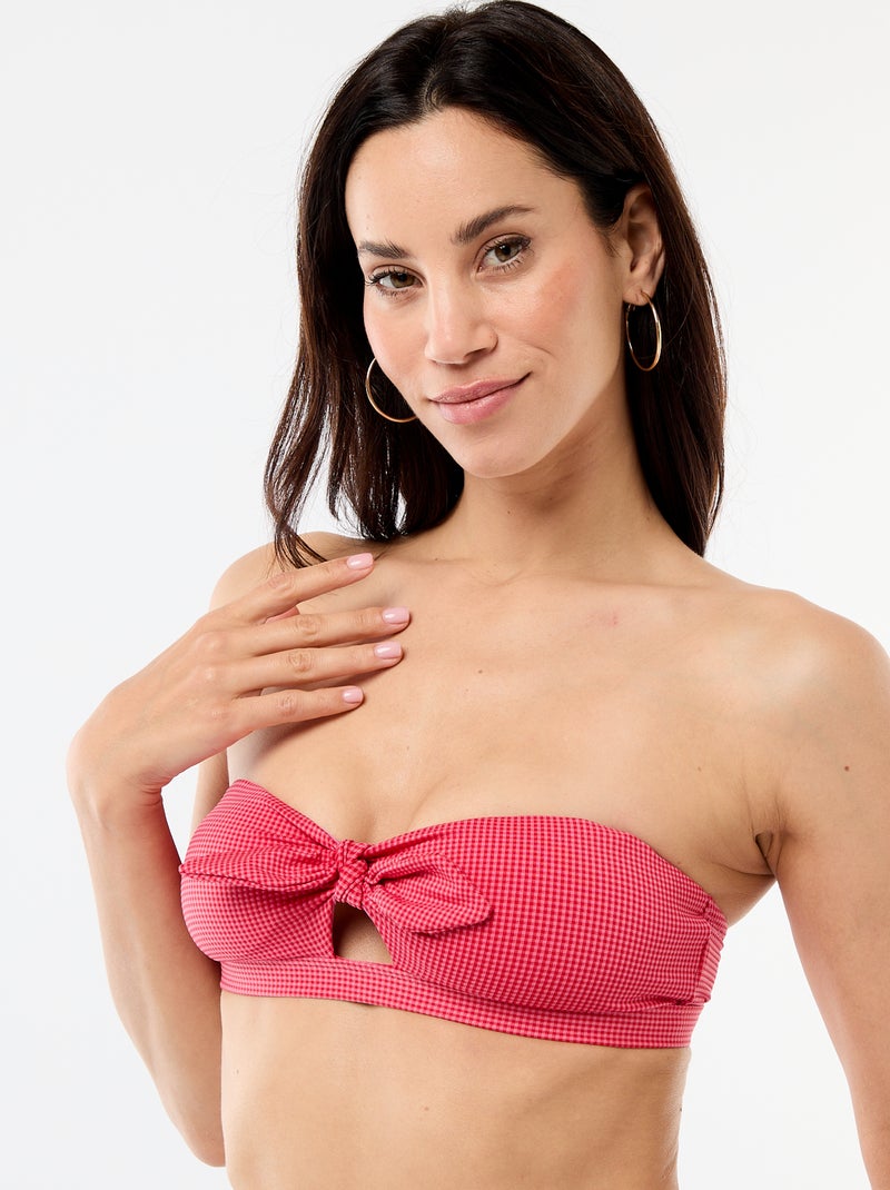Vichyprint bandeau badpak Rood - Kiabi